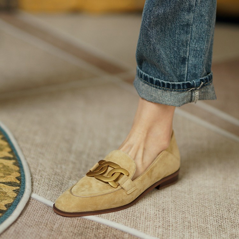 Heels - Wildleder Leder Frauen Loafers Frühling/Herbst Niedrigen