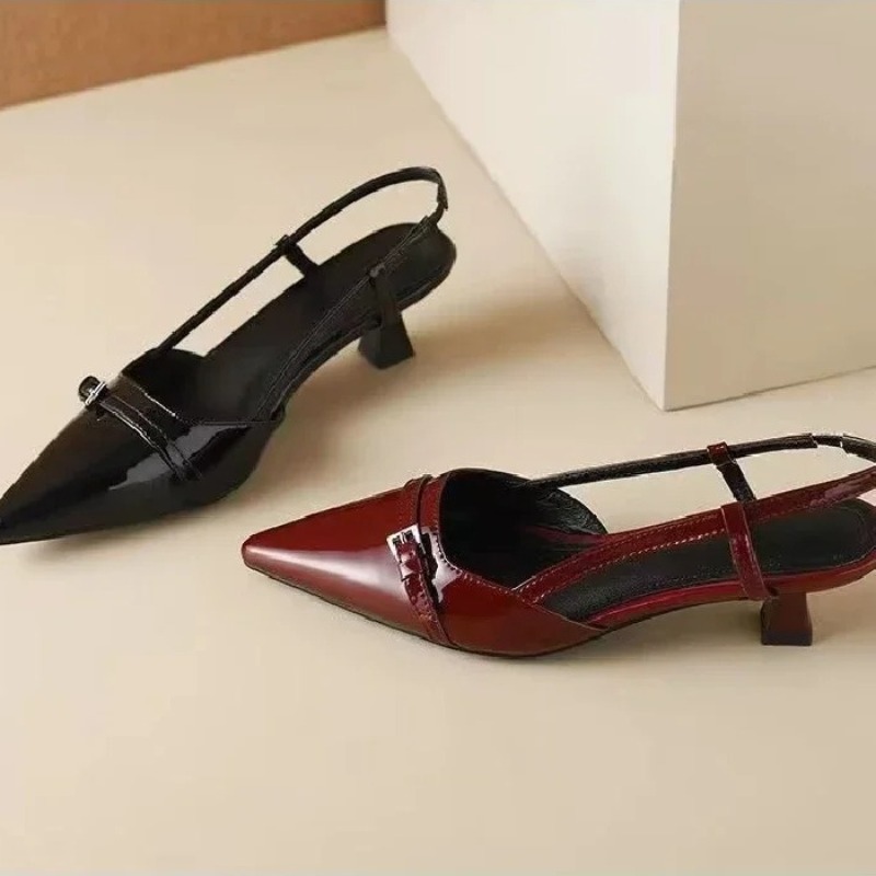 Sandals - Damen-Sandalen, modisch, spitze, niedrige Absätze, Einzelschuhe,