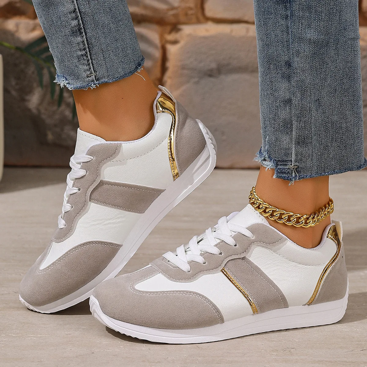 Running Shoes - Lässige, niedrige Damen-Laufschuhe mit flacher Sohle,
